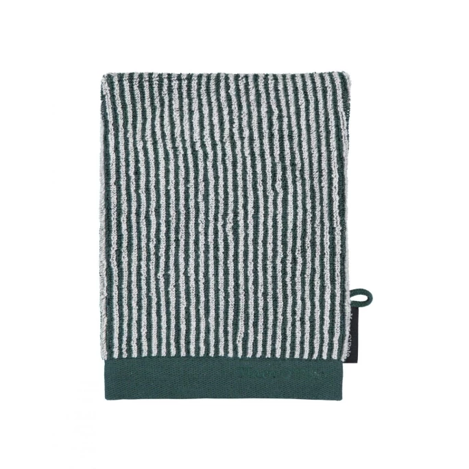 Auslauf ? Marc O'Polo Timeless Tone Stripe Waschhandschuh - 16x22 Cm - Pine Green/Offwhite ? 1 Auslauf ? Marc O'Polo Timeless Tone Stripe Waschhandschuh - 16x22 Cm - Pine Green/Offwhite ?