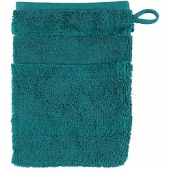 Auslauf ? Cawö CAWÖ Noblesse² Uni Waschhandschuh - 16x22 Cm - Smaragd ?