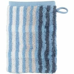 Brandneu ✨ Cawö Noblesse Seasons Stripes Waschhandschuh - 16x22 Cm - Sky ❤️
