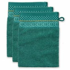 Großhandel ? Pip Studio Soft Zellige Waschhandschuh - 3er Set - 3er Set: 16x22x3 Cm - Green ❤️
