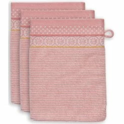 Auslauf ? Pip Studio Soft Zellige Waschhandschuh - 3er Set - 3er Set: 16x22x3 Cm - Pink ?